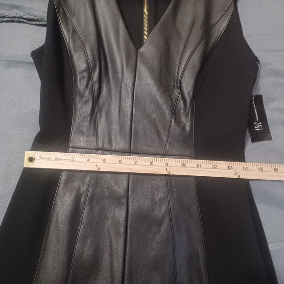 INC International Concepts, Women's Faux-Leather and Ponte Dress, Black, Size 8 - Picture 5 of 5